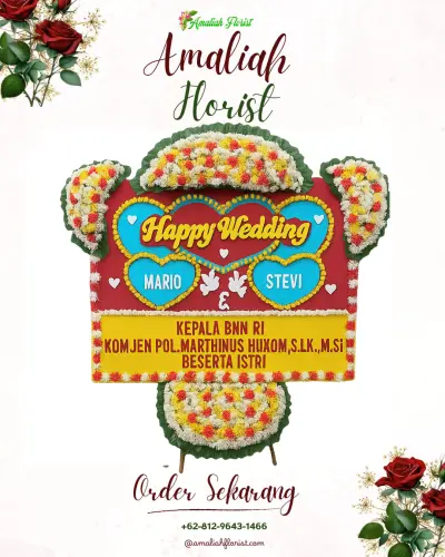 Karangan Papan Bunga Pernikahan di Naku